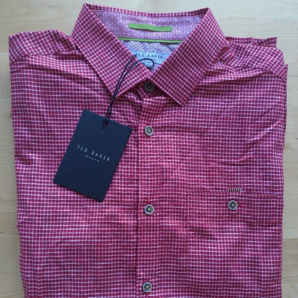 Ted Baker Red Short Sleeve Shirt- Men- Size S - Picture 1 of 8